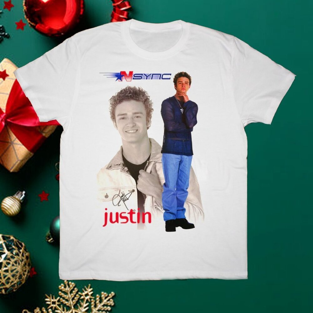 Signature NSYNC Justin Timberlake 2000s Boy Band Music Graphic Fan T-Shirt 05